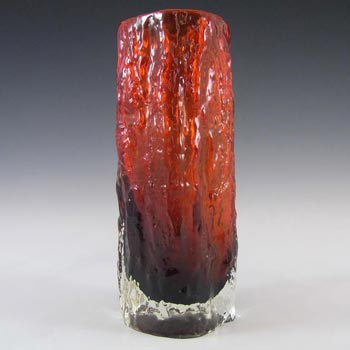 Tajima Japanese Bark Textured Red Cased Glass Vase