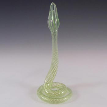 Bimini or Lauscha Green Striped Lampworked Glass Snake Vase
