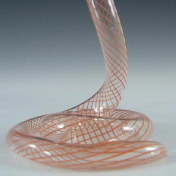 Bimini or Lauscha Red Striped Lampworked Glass Snake Vase