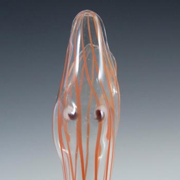 Bimini or Lauscha Red Striped Lampworked Glass Snake Vase