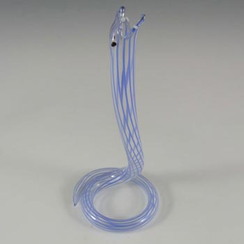 Bimini or Lauscha Blue Striped Lampworked Glass Snake Vase