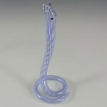 Bimini or Lauscha Blue Striped Lampworked Glass Snake Vase