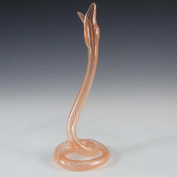 Bimini or Lauscha Orange Striped Lampworked Glass Snake Vase