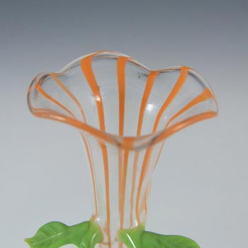 Bimini or Lauscha Orange & Grey Lampworked Glass Antelope Vase