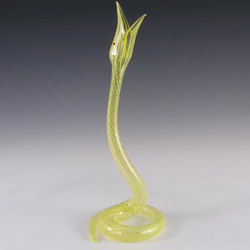 Vintage Yellow Striped Lampworked Glass Snake Vase
