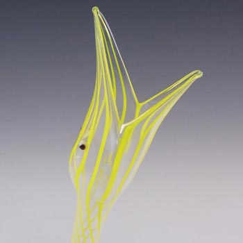 Bimini or Lauscha Yellow Striped Lampworked Glass Snake Vase