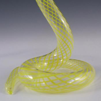 Bimini or Lauscha Yellow Striped Lampworked Glass Snake Vase