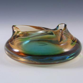 Murano/Czech? Amber, Blue + Green Cased Glass Bowl
