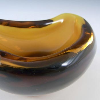 Murano 1950's Biomorphic Amber Glass Sculpture Bowl