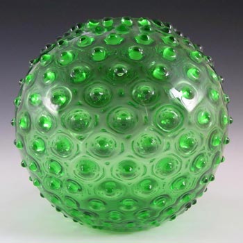 Borske Sklo 1950\'s Green Glass Spherical \'Knobble\' Vase