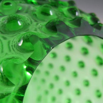 Borske Sklo 1950's Green Glass Spherical 'Knobble' Vase