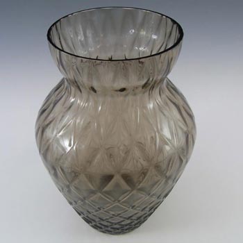 Borske Sklo 1950's Smoky Glass Optical 'Caro' Vase