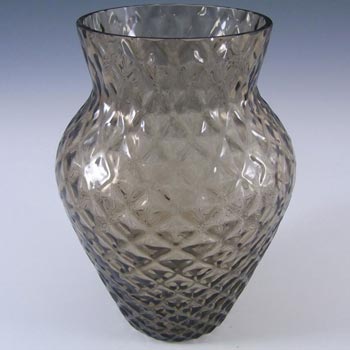 Borske Sklo 1950's Smoky Bohemian Glass Optical Vase