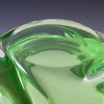 Czech Textured Green Cased Glass Sculpture Bowl