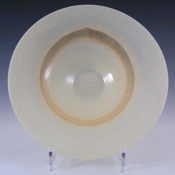 Large Mottled Cloudy Cream + Orange Glass Bowl