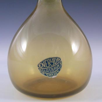 Eneryda Swedish Amber Glass Bottle Vase - Labelled
