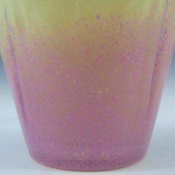 Caithness British 6.5" Pink + Yellow Glass Vase - Labelled