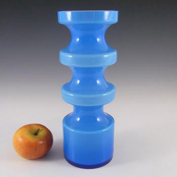Alsterfors #S5014 Per Ström Blue Hooped Cased Glass Vase