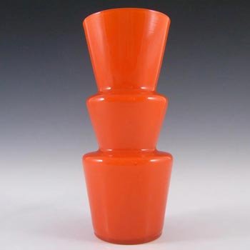 Lindshammar / Alsterbro Swedish Orange Hooped Glass Vase