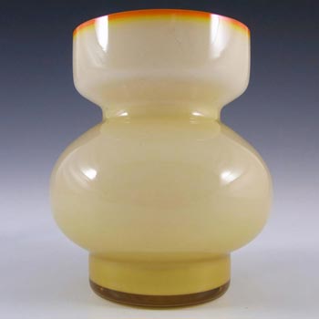 Swedish 1970\'s Yellow Hooped Cased Glass Vase