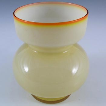 Swedish 1970's Yellow Hooped Cased Glass Vase