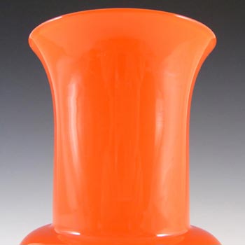 Swedish 1970's Orange Cased Hooped Glass Vase - Label