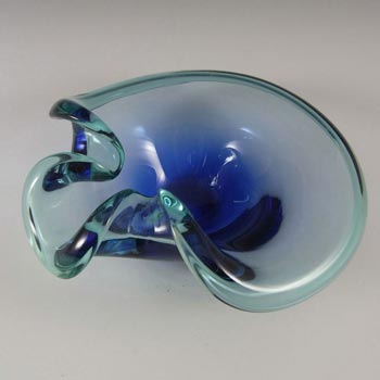 Cenedese Murano Labelled Blue Glass Biomorphic Bowl