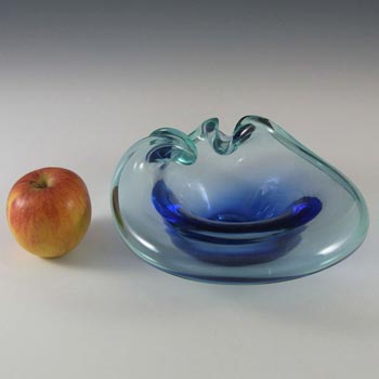 Cenedese Murano Labelled Blue Glass Biomorphic Bowl