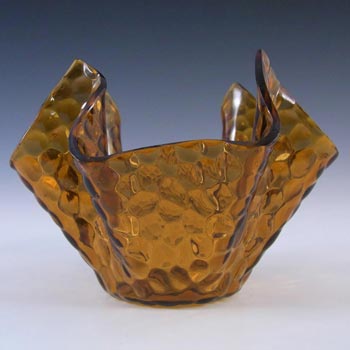 Chance Brothers Amber Glass 'Hammered' Handkerchief Vase