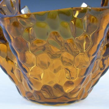 Chance Brothers Amber Glass 'Hammered' Handkerchief Vase