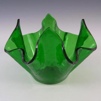 Chance Brothers Green Glass 'Small Flemish' Handkerchief Vase