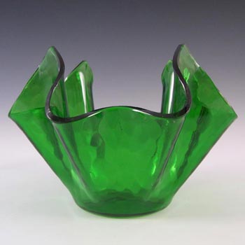 Chance Brothers Green Glass 'Small Flemish' Handkerchief Vase