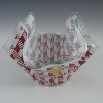Chance Brothers Red Glass 'Carré/Escher' Handkerchief Vase