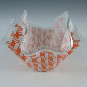 Chance Brothers Orange Glass Carré/Escher Handkerchief Vase