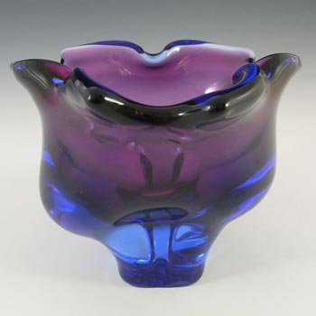Chribska Czech Purple/Blue Glass Vase by Josef Hospodka