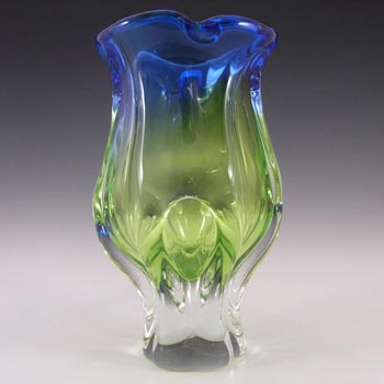 Chřibská #240/1/20 Czech Blue & Green Glass Vase