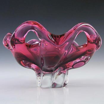 Chribska Czech Pink Glass Bowl by Josef Hospodka