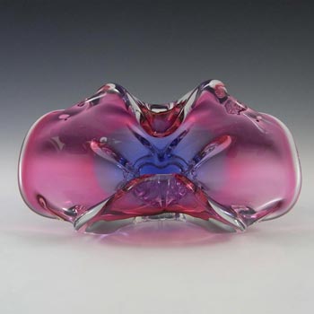 Chřibská Mid Century Czech Pink & Purple Glass Bowl