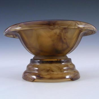 Davidson #248D Art Deco Amber Cloud Glass Flower Bowl