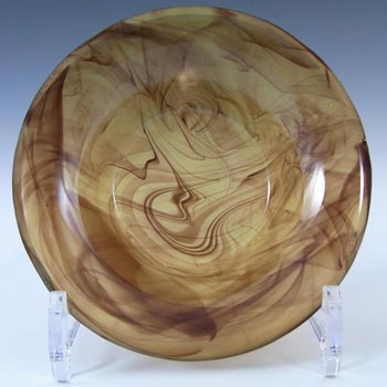 Davidson Pair of British Art Deco Amber Cloud Glass Bowls