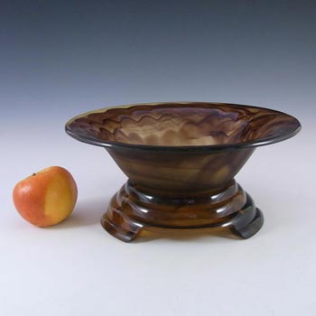 Davidson #732F British Art Deco Amber Cloud Glass Bowl
