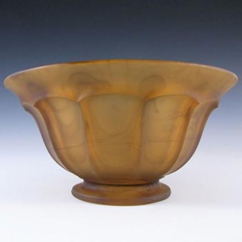 Davidson #S696F Art Deco Amber Cloud Glass Bowl