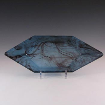 Davidson #27 British Art Deco Blue Cloud Glass Bowl