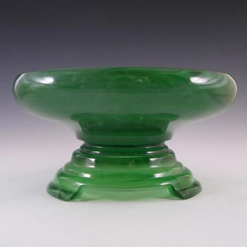 Davidson #21 Large Art Deco Green Cloud Glass Bowl