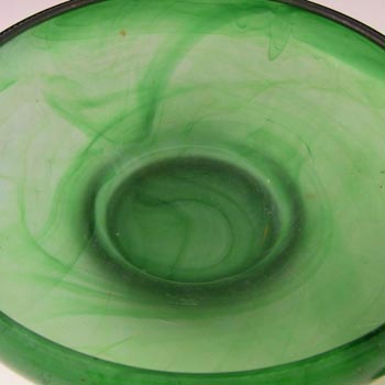 Davidson #21 Large Art Deco Green Cloud Glass Bowl
