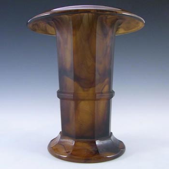 Davidson #279D Art Deco 8.25" Amber Cloud Glass Vase