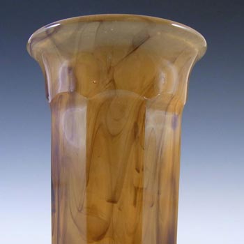 Davidson #279 Art Deco 6" Amber Cloud Glass Vase