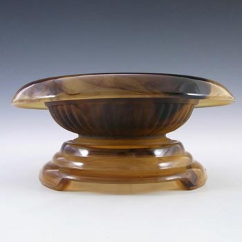 Davidson #1910SD British Art Deco Amber Cloud Glass Bowl