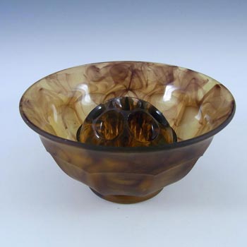 Davidson #248F British Art Deco Amber Cloud Glass Bowl
