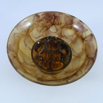 Davidson #248F British Art Deco Amber Cloud Glass Bowl